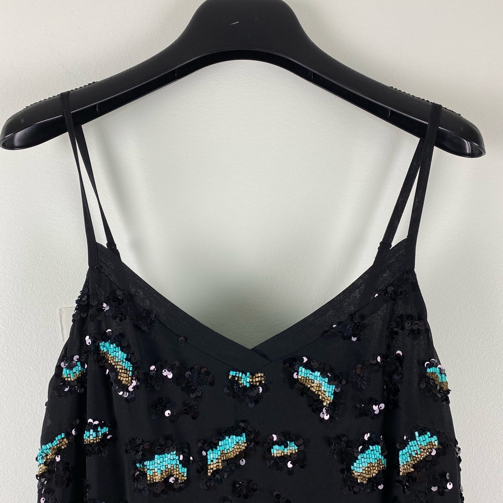 Black Sequin Frignes Cocktail Dress with Lace Back